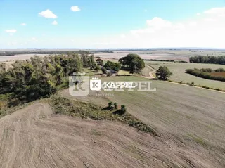 Vista aérea de campos agrícolas no interior de Lajeado.