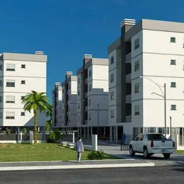 Fachada de um prédio residencial moderno em Lajeado, Brasil.
