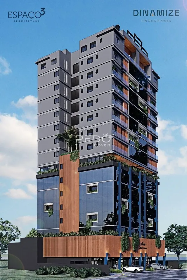 Fachada de um edifício residencial moderno em Lajeado, Brasil.