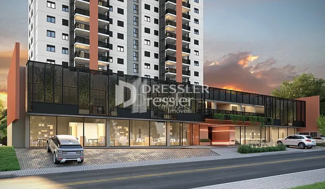 Fachada moderna de um edifício residencial em Lajeado, Brasil.
