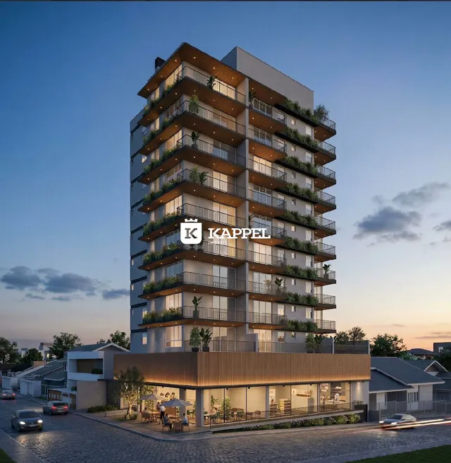 Fachada de um prédio de apartamentos moderno em Lajeado, Brasil.