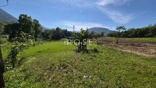 Paisagem de campo com vegetação verde e colinas ao fundo.