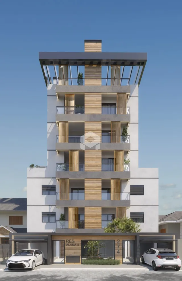 Fachada moderna de um prédio residencial em Lajeado, Brasil.