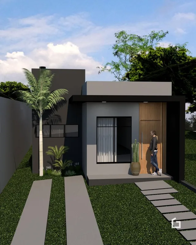 Fachada de uma casa moderna em Lajeado, Brasil.