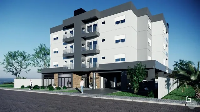 Fachada moderna de um prédio residencial em Lajeado, Brasil.