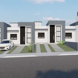 Fachada moderna de uma casa residencial em Lajeado, Brasil.