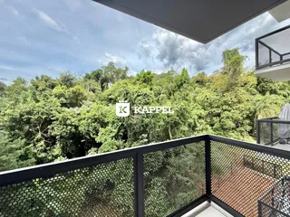 Vista panorâmica da mata densa a partir da varanda.