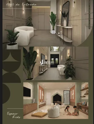 Hall de entrada e área de convivência de uma residência em Lajeado.
