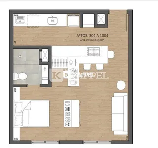 Planta baixa de um apartamento mostrando a disposição dos cômodos.