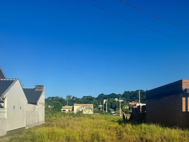 Vista de um campo aberto com vegetação seca sob um céu azul.