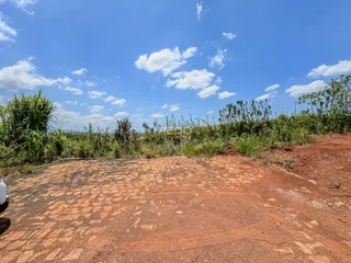 Vista externa de um terreno com vegetação densa sob um céu azul.