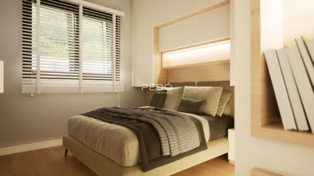 Foto de um quarto com cama e janela em um imóvel.