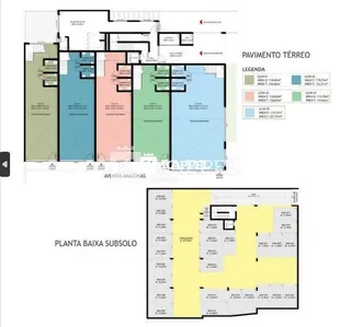 Planta baixa do térreo e do subsolo de um imóvel.