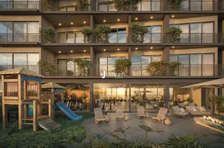 Fachada de um prédio residencial em Lajeado, Brasil, com vários terraços.