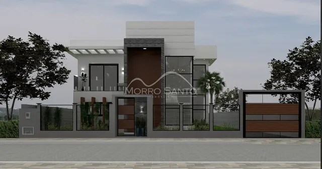 Fachada moderna de uma residência em Lajeado, Brasil, com design contemporâneo.
