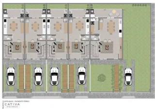 Planta baixa do pavimento térreo de um empreendimento residencial.