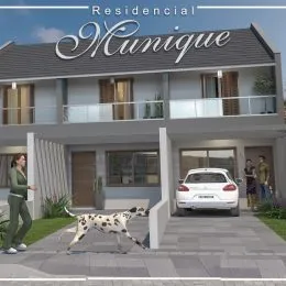 Fachada de uma residência em Lajeado, Brasil, com varanda no segundo andar.