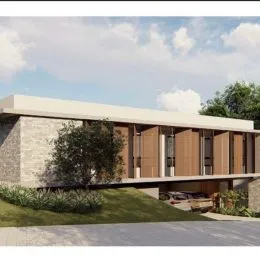 Fachada de uma casa moderna com paisagismo em Lajeado, Brasil.