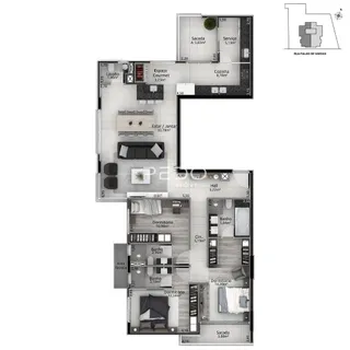 Planta baixa de um imóvel residencial em Lajeado, Brasil.