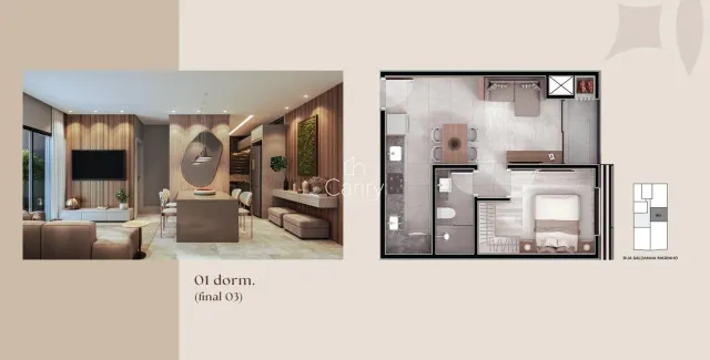 Apartamento com 1 dormitório, foto 2