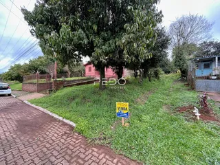 Vista da propriedade em Lajeado, Brasil, mostrando a divisa com uma estrada de terra e vegetação.