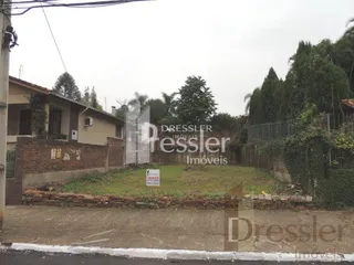 Vista externa de uma propriedade com muro de tijolos e vegetação.