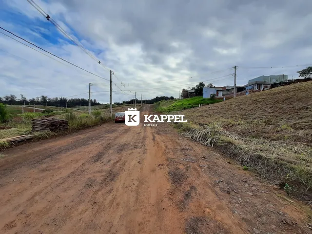 Uma estrada de terra atravessa uma área rural com vegetação seca.