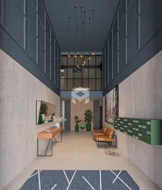 Vista de um corredor interno de um imóvel em Lajeado.