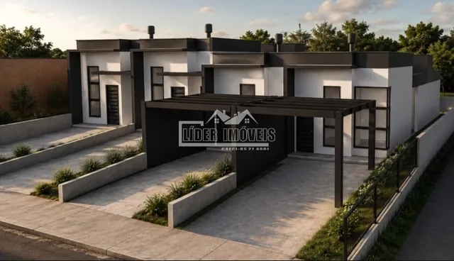 A fachada moderna de uma residência em Lajeado, Brasil.