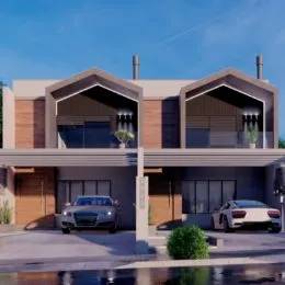 Fachada moderna de uma residência em Lajeado, Brasil, com design contemporâneo.