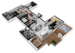 Planta baixa de um imóvel residencial em Lajeado, Brasil, mostrando a disposição das áreas internas.