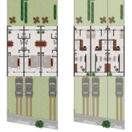 Planta baixa de um apartamento mostrando a disposição dos cômodos.