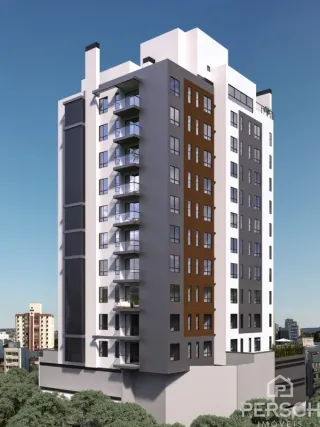 Fachada de um prédio residencial de vários andares em Lajeado, Brasil.