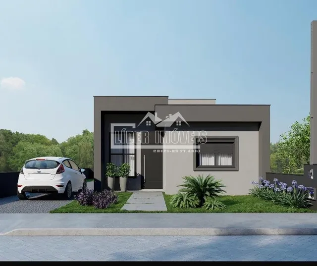 Fachada moderna de uma casa em Lajeado, Brasil.