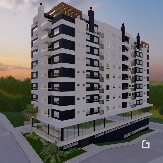 Fachada moderna de um prédio residencial em Lajeado, Brasil.