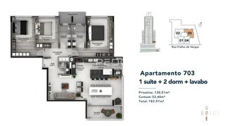 Planta baixa do apartamento 703 em Lajeado, Brasil.