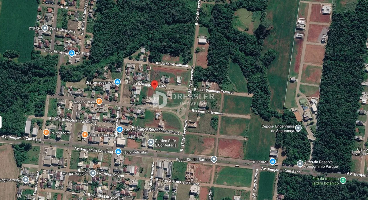Vista aérea de uma área residencial em Lajeado, Brasil.