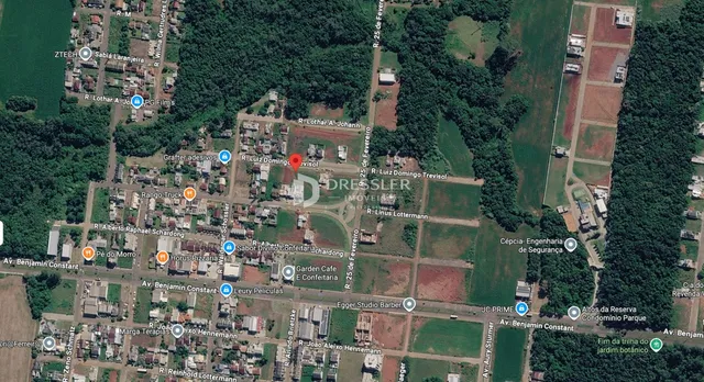Vista aérea de uma área residencial em Lajeado, Brasil.