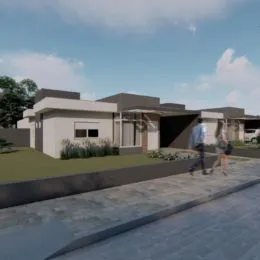 Vista externa de uma residência moderna em Lajeado, Brasil.