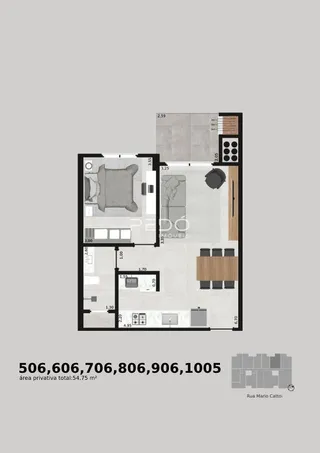 Apartamento com 1 dormitório, foto 2