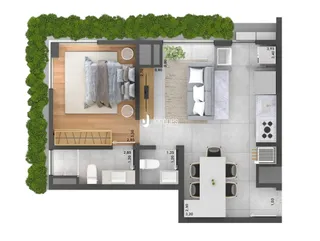 Este é o projeto de planta baixa de um apartamento em Lajeado, Brasil.