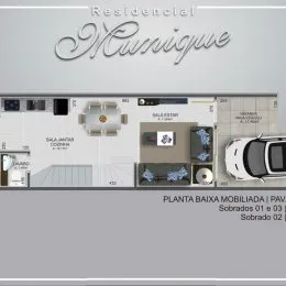 Planta baixa mobiliada de um imóvel em Lajeado.