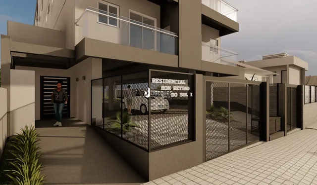 Fachada de uma residência moderna em Lajeado, Brasil.
