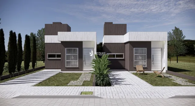 Fachada moderna de uma casa em Lajeado, Brasil.
