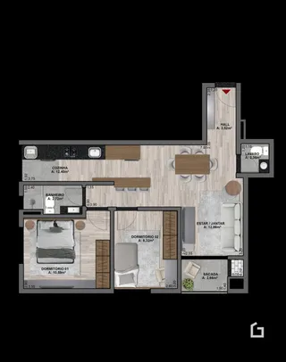 Apartamento com 2 dormitórios, foto 3