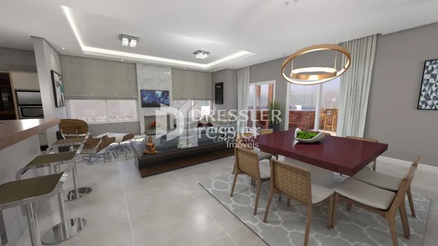 Sala de estar com decoração moderna e piso claro.