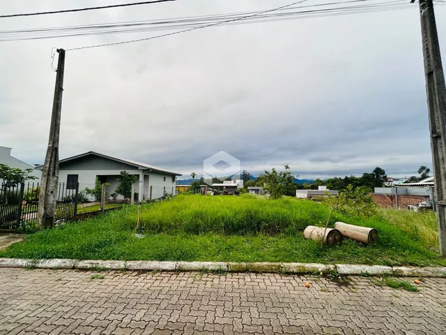 Vista da propriedade com gramado e cerca ao lado de uma estrada.