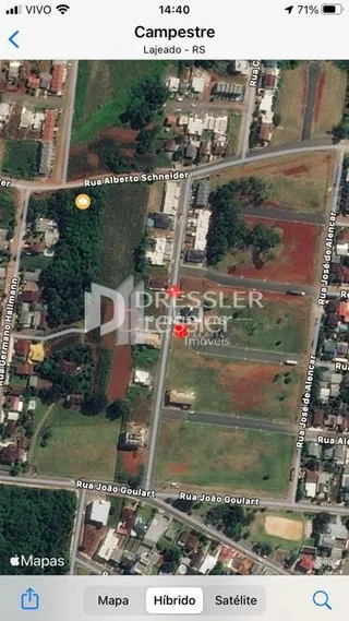 Vista aérea de uma área residencial em Lajeado, RS.