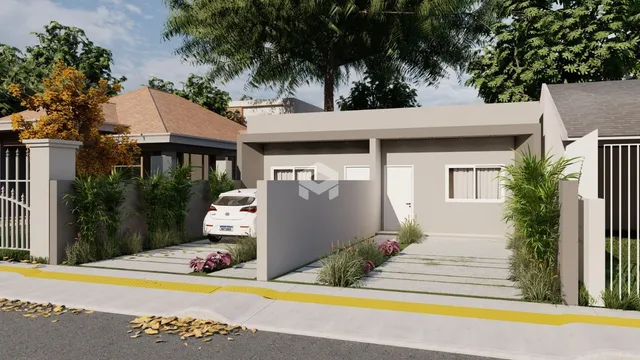 Fachada de uma casa moderna em Lajeado, Brasil.