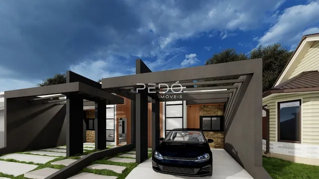 Fachada moderna de uma residência em Lajeado, Brasil.